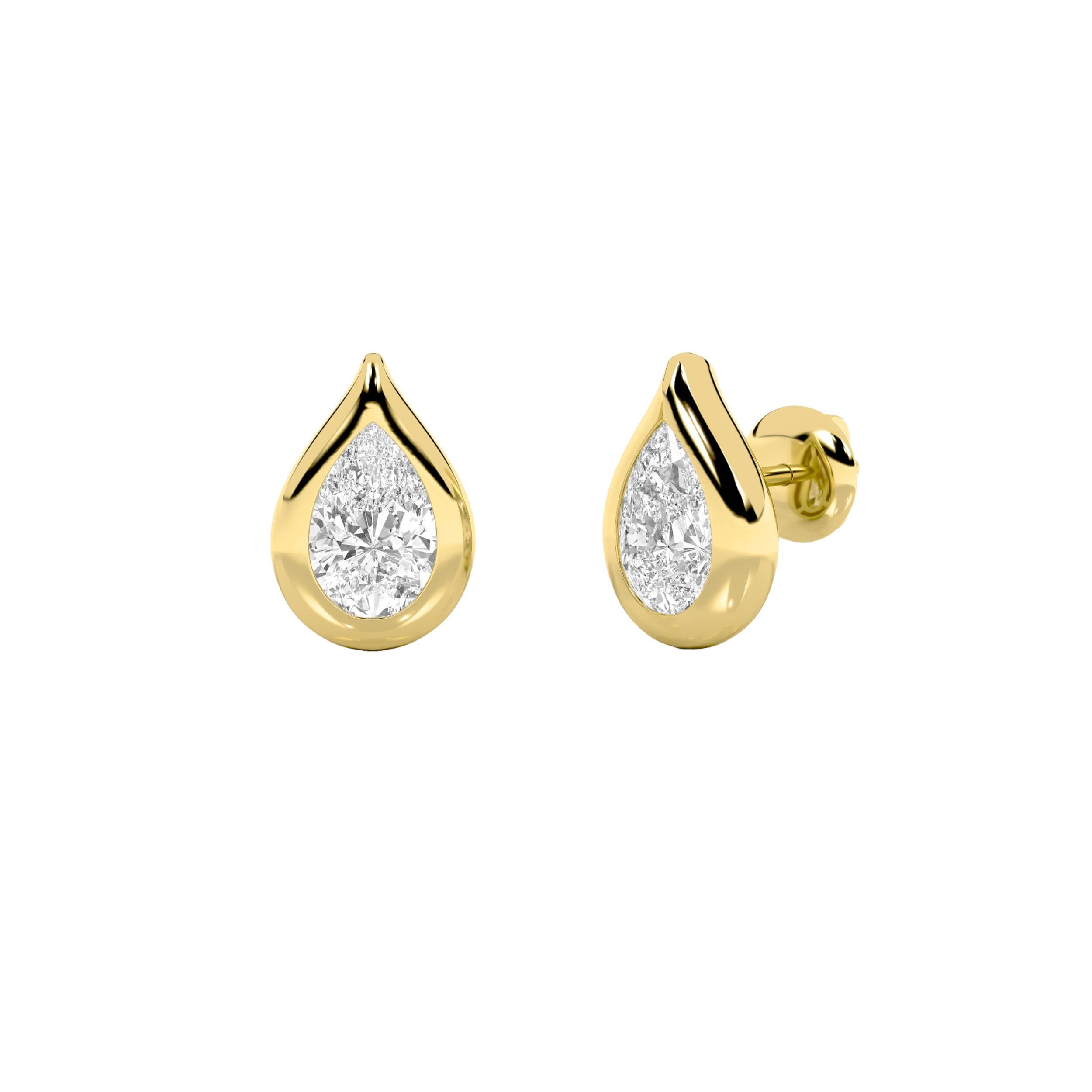 2Cttw Pear Shaped Lab Grown Diamond (F/VS) Stud Earrings in 14K Gold