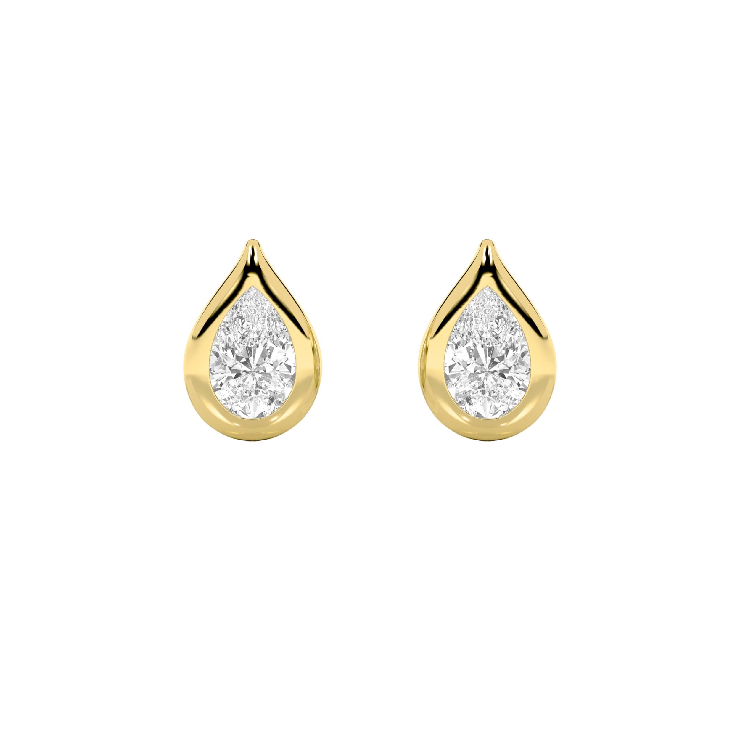 2Cttw Pear Shaped Lab Grown Diamond (F/VS) Stud Earrings in 14K Gold