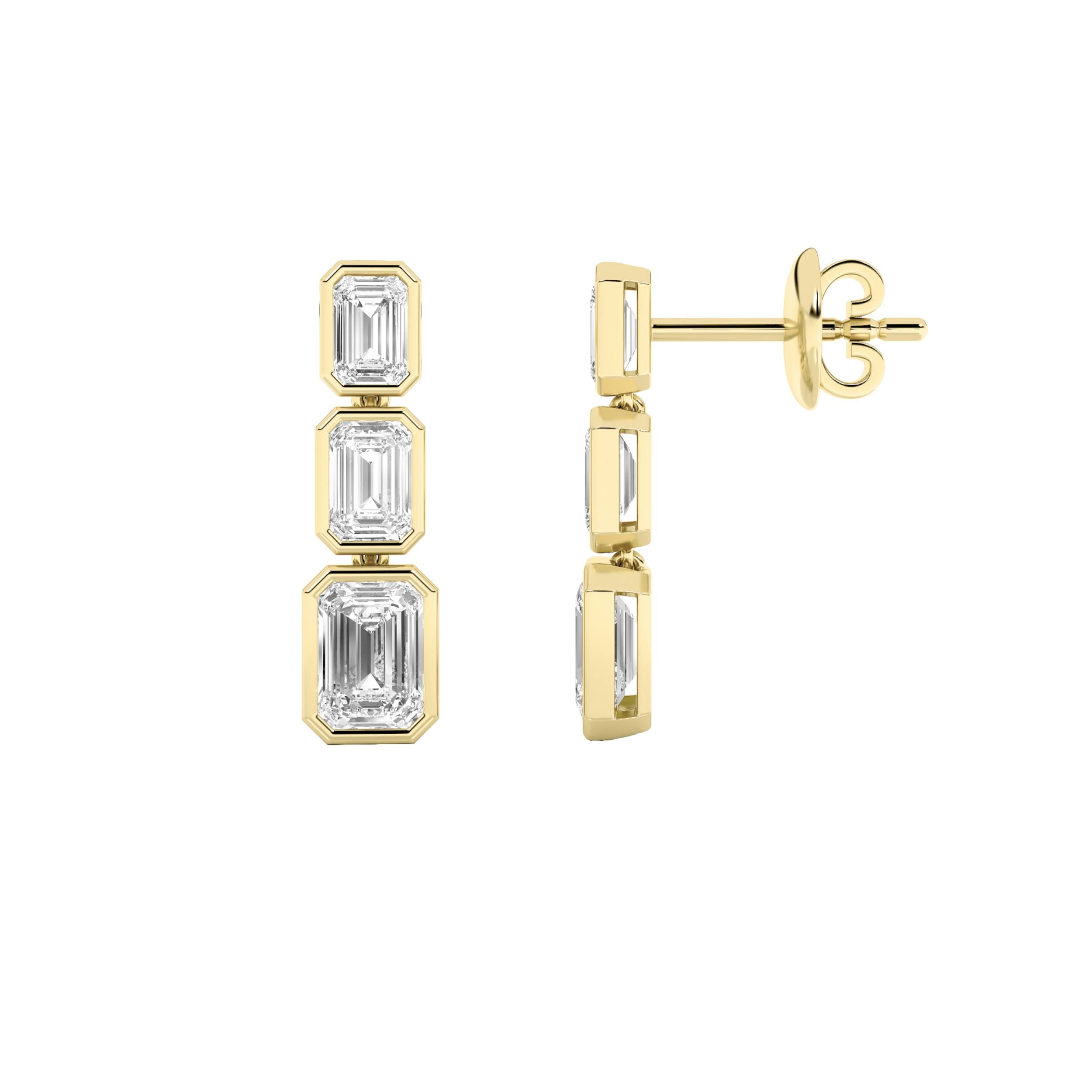 Emerald Lab Grown Diamond Ear Earrings in 14K Gold