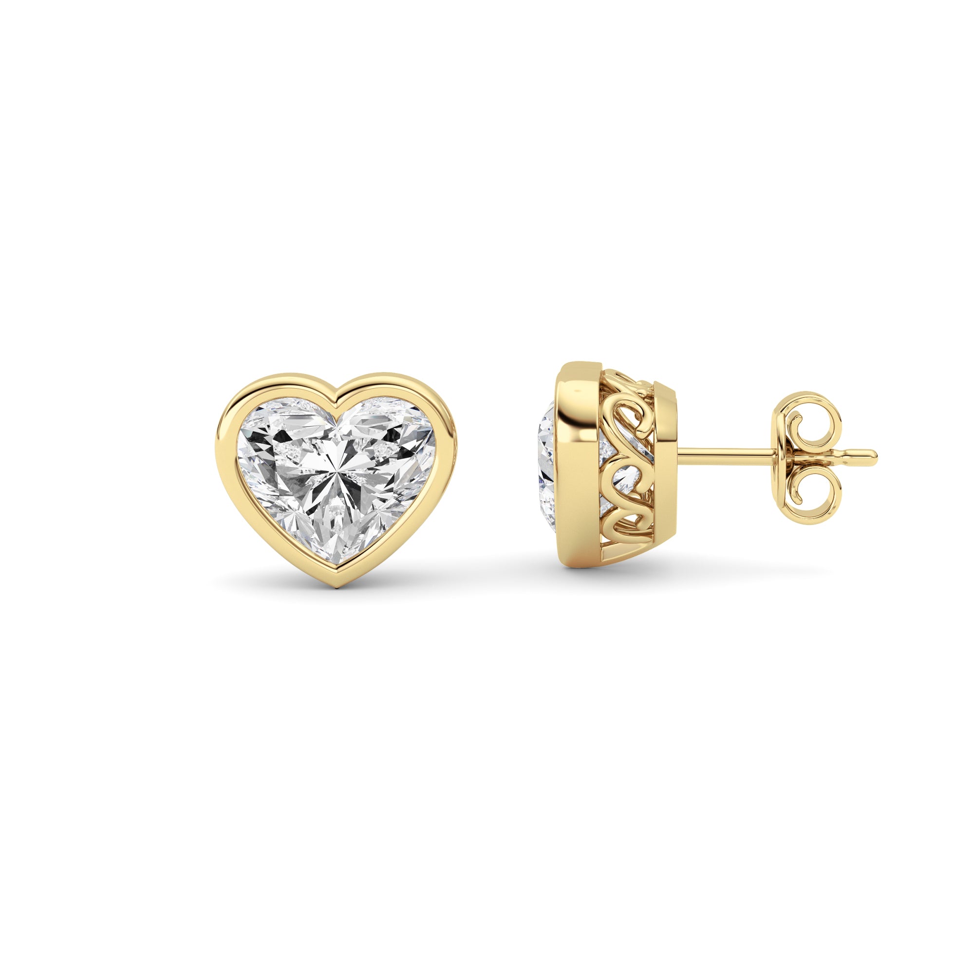 Heart Lab Grown Diamond (F/VS ) Ear Earrings in 14K Gold