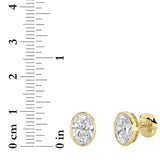 1Cttw Oval Shaped Lab Grown Diamond (F/VS) Bezel Set Stud Earrings in 14K Gold
