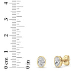 1Cttw Oval Shaped Lab Grown Diamond (F/VS) Bezel Set Stud Earrings in 14K Gold
