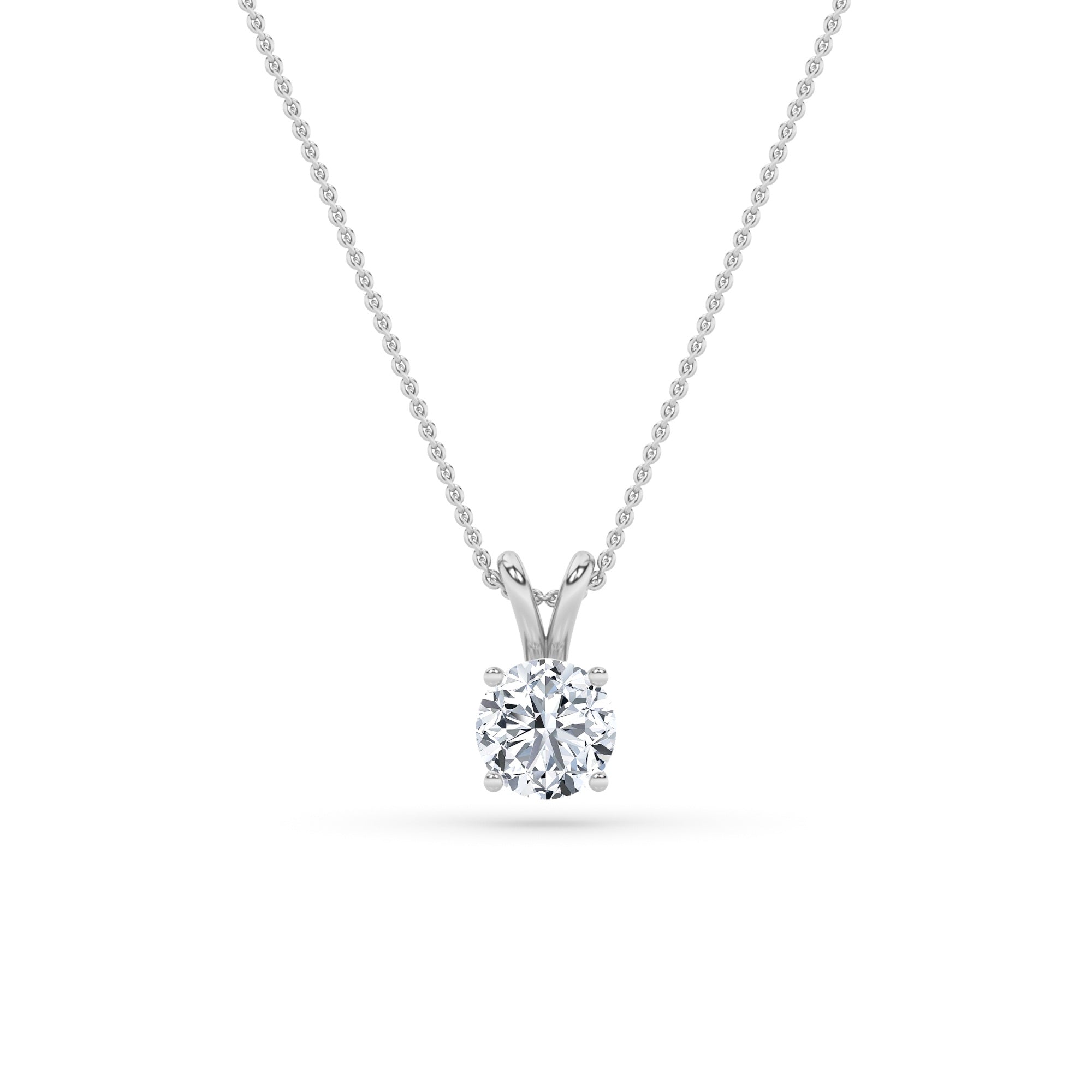 1Cttw Round Shaped Lab Grown Diamond (F/VS) Split Bale Solitaire Pendant in 14K Gold