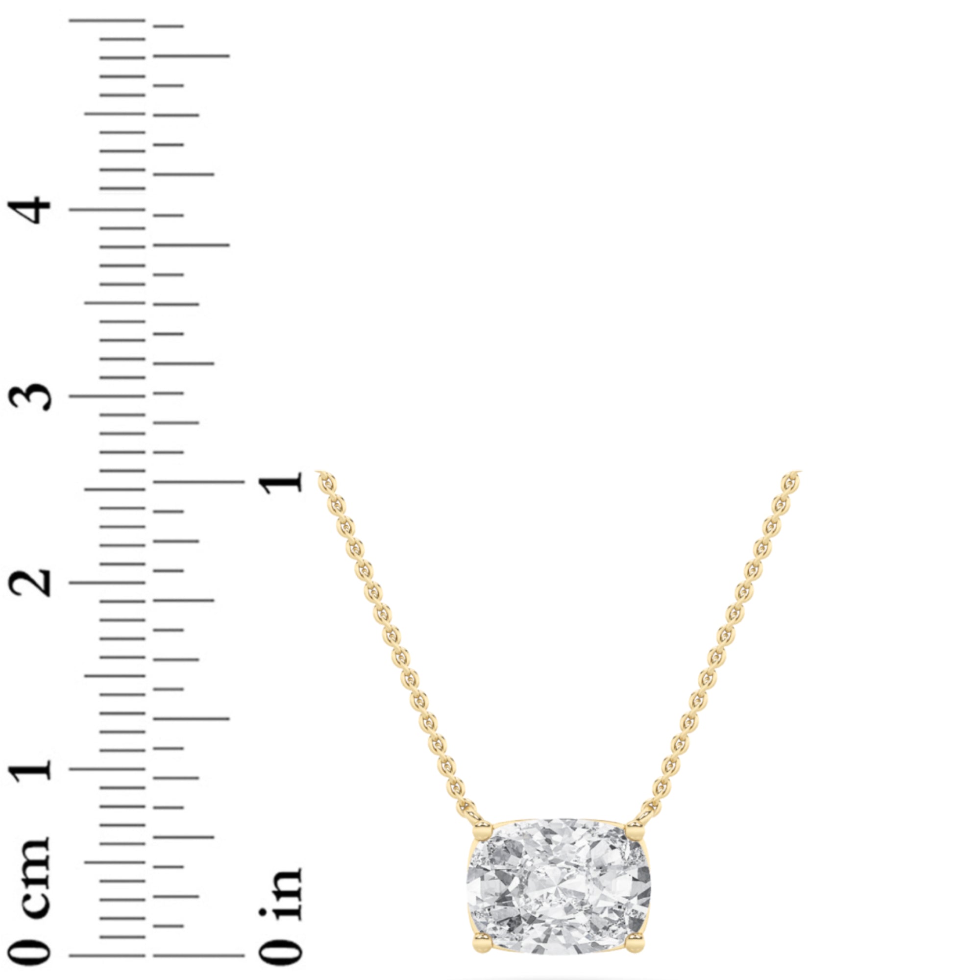 3Cttw Elongated Cushion Shaped Lab Grown Diamond (F/VS) East West Solitaire  Necklace in 14K Gold