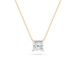 1Cttw Princess Shaped Lab Grown Diamond (F/VS) Solitaire Necklace in 14K Gold