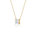 1Cttw Princess Shaped Lab Grown Diamond (F/VS) Solitaire Necklace in 14K Gold