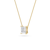 1Cttw Princess Shaped Lab Grown Diamond (F/VS) Solitaire Necklace in 14K Gold