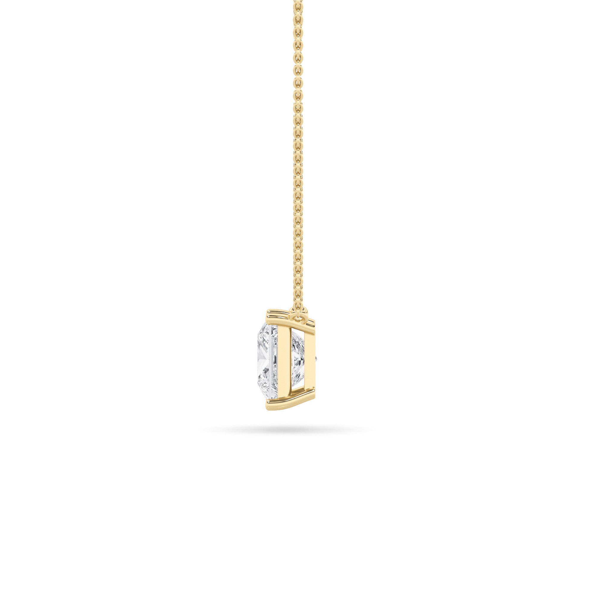 1Cttw Princess Shaped Lab Grown Diamond (F/VS) Solitaire Necklace in 14K Gold