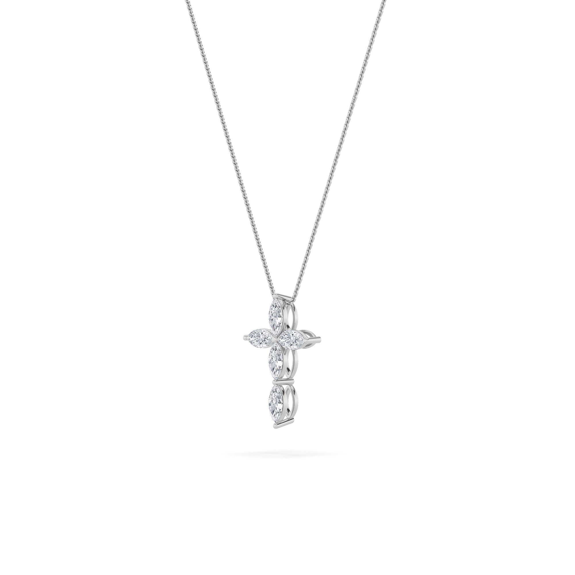 1.5Cttw Marquise Shaped Lab Grown Diamond (F/VS) Cross Pendant in 14K Gold