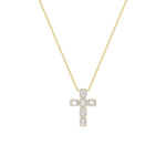 3Cttw Emerald Shaped Lab Grown Diamond (F/VS) Cross Pendant in 14K Gold