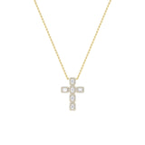 3Cttw Emerald Shaped Lab Grown Diamond (F/VS) Cross Pendant in 14K Gold