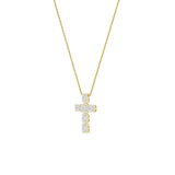 3Cttw Emerald Shaped Lab Grown Diamond (F/VS) Cross Pendant in 14K Gold
