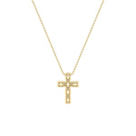 3Cttw Emerald Shaped Lab Grown Diamond (F/VS) Cross Pendant in 14K Gold