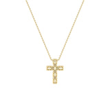 3Cttw Emerald Shaped Lab Grown Diamond (F/VS) Cross Pendant in 14K Gold