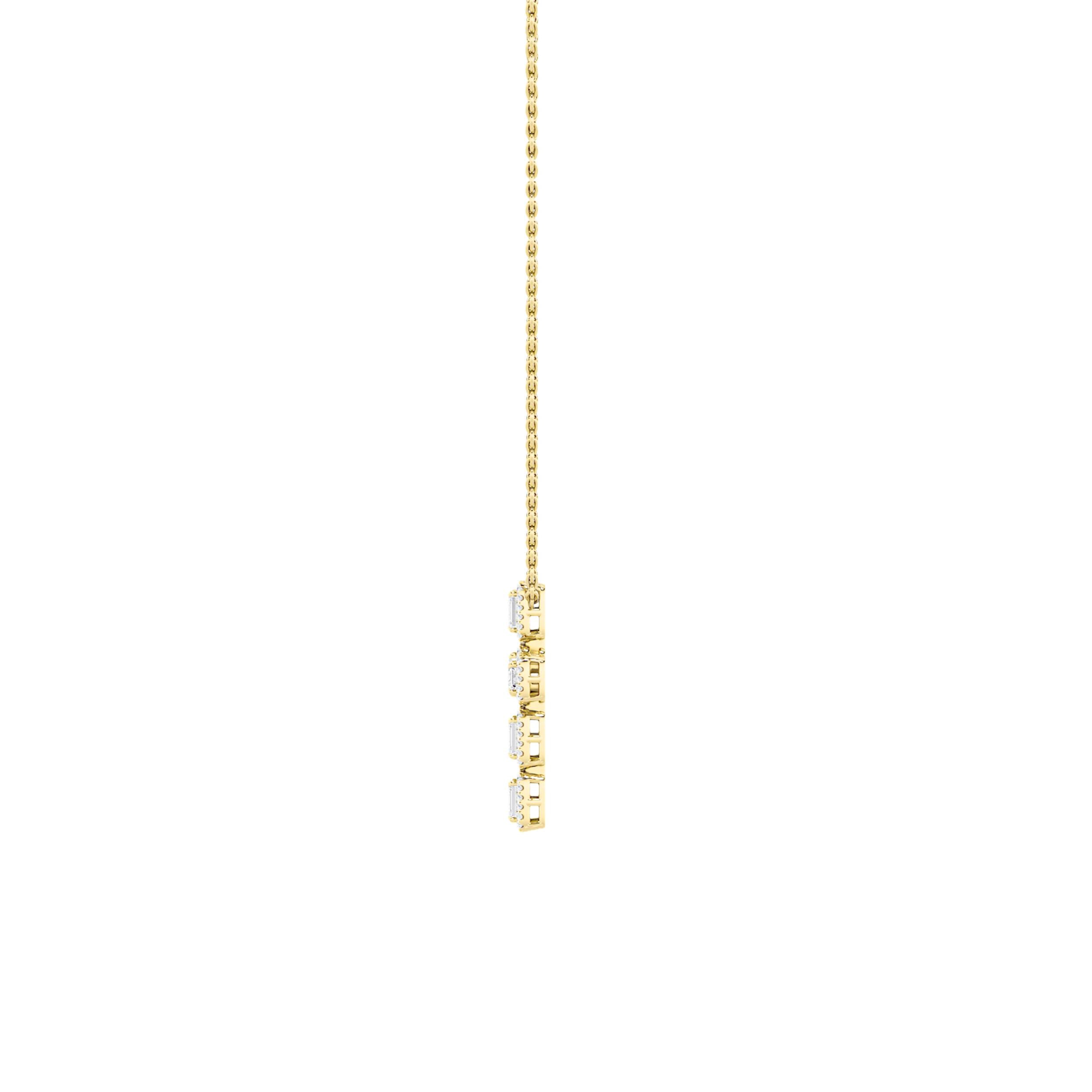 3Cttw Emerald Shaped Lab Grown Diamond (F/VS) Cross Pendant in 14K Gold