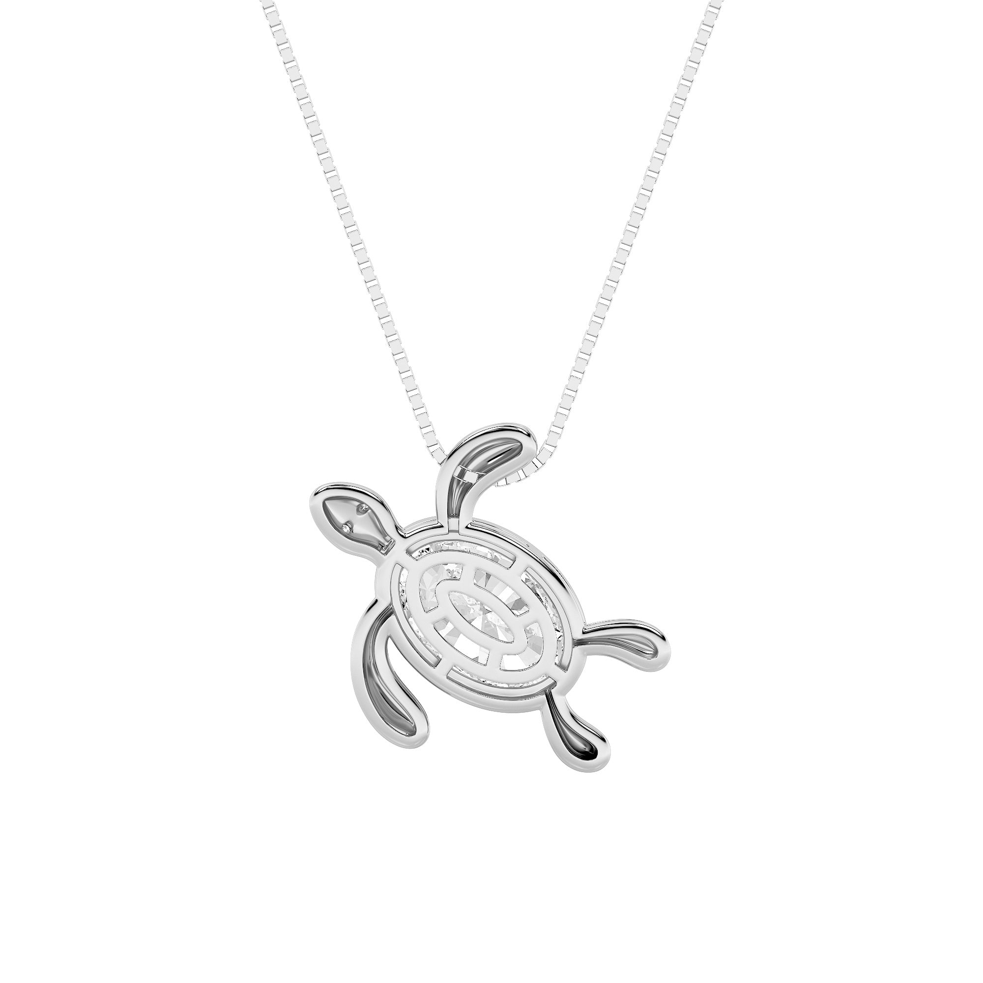 1.5Cttw Oval Shaped Lab Grown Diamond (F/VS) Bezel Set Turtle Pendant in 14K Gold