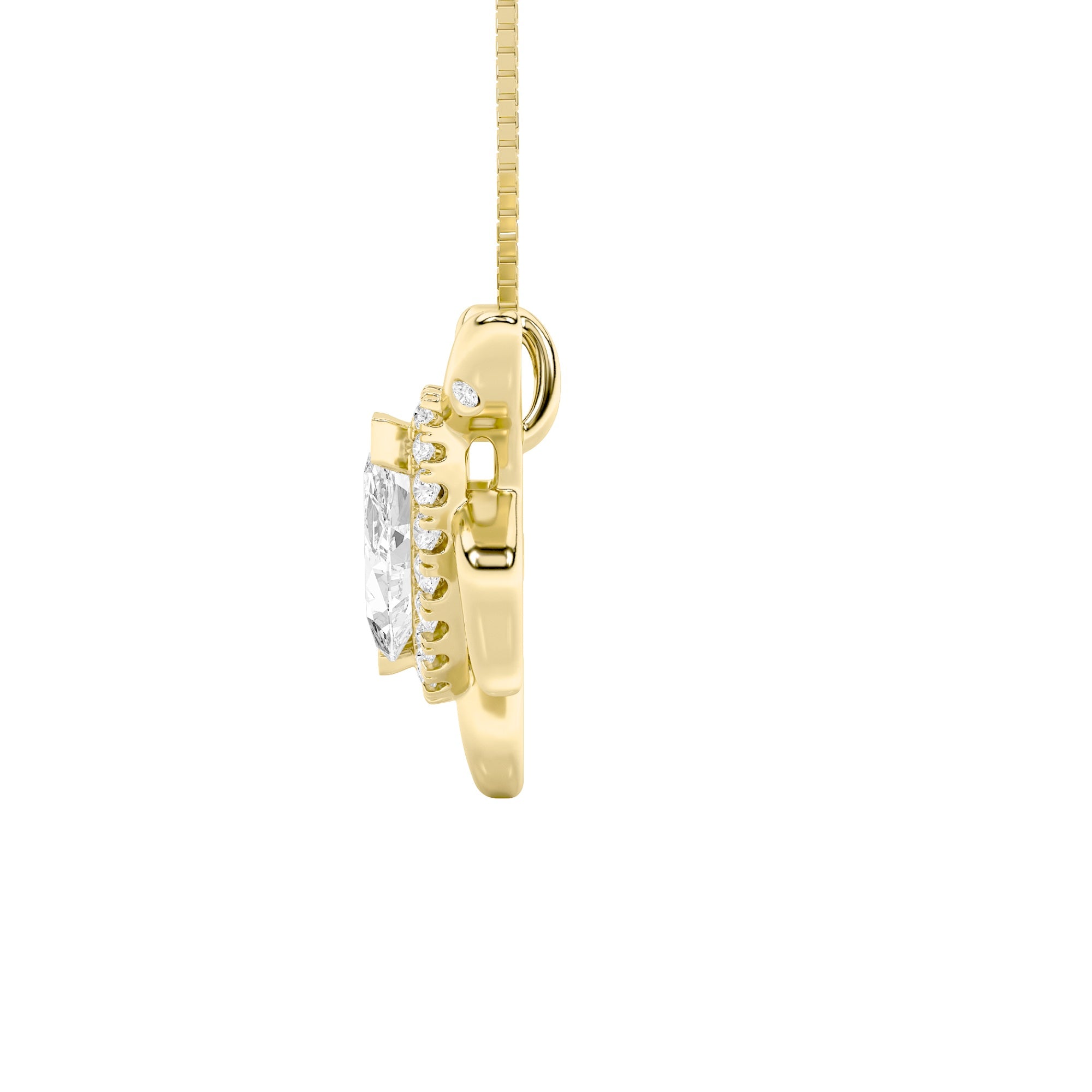 2Cttw Marquise Shaped Lab Grown Diamond (F/VS) Accented Turtle Pendant in 14K Gold