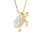 2Cttw Marquise Shaped Lab Grown Diamond (F/VS) Accented Turtle Pendant in 14K Gold