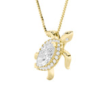 2Cttw Marquise Shaped Lab Grown Diamond (F/VS) Accented Turtle Pendant in 14K Gold