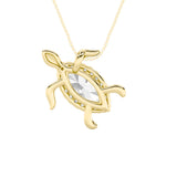2Cttw Marquise Shaped Lab Grown Diamond (F/VS) Accented Turtle Pendant in 14K Gold