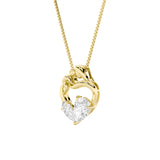 3Cttw Pear Shaped Lab Grown Diamond (F/VS) Heart Shaped Pendant in 14K Gold