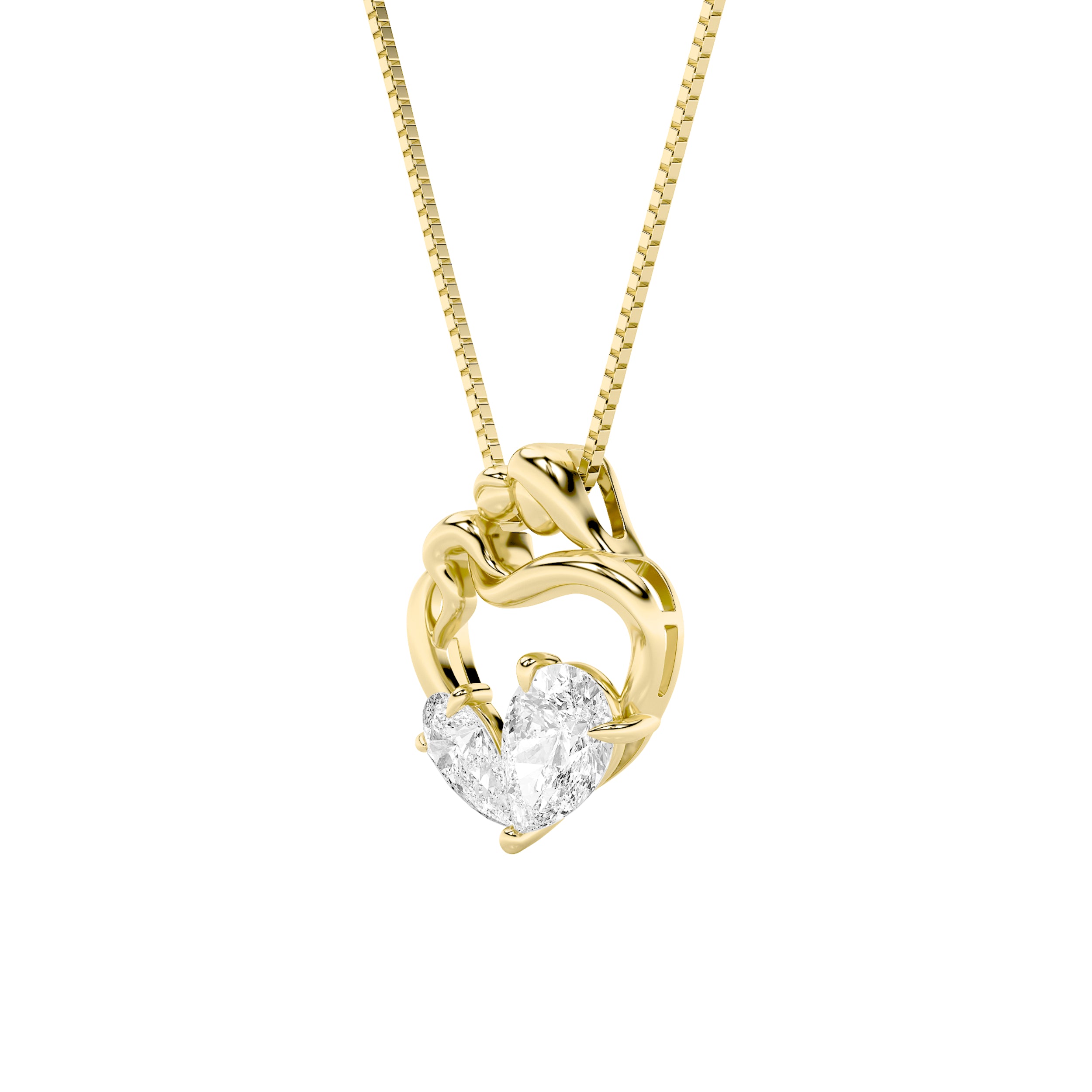 3Cttw Pear Shaped Lab Grown Diamond (F/VS) Heart Shaped Pendant in 14K Gold