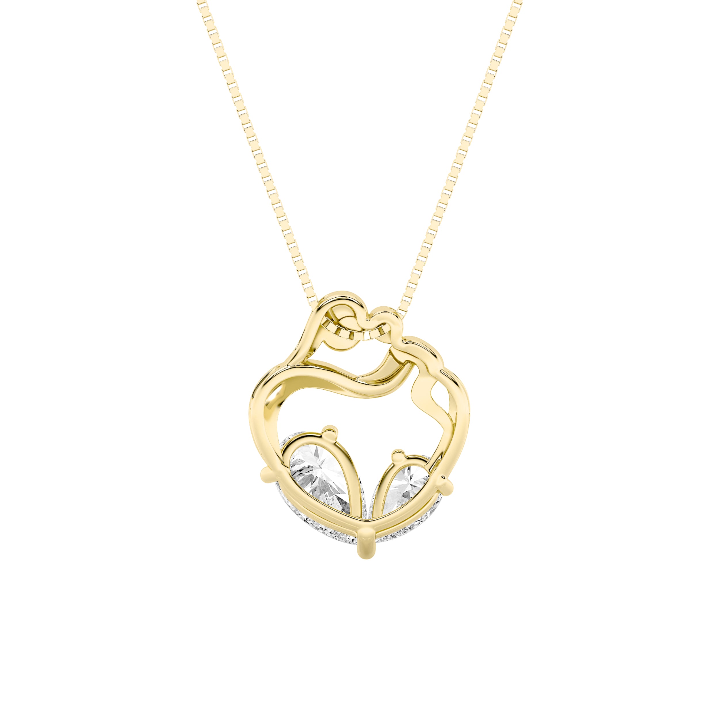 3Cttw Pear Shaped Lab Grown Diamond (F/VS) Heart Shaped Pendant in 14K Gold