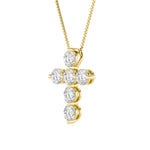 1.5Cttw Round Shaped Lab Grown Diamond (F/VS) Cross Pendant in 14K Gold