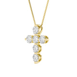 1.5Cttw Round Shaped Lab Grown Diamond (F/VS) Cross Pendant in 14K Gold