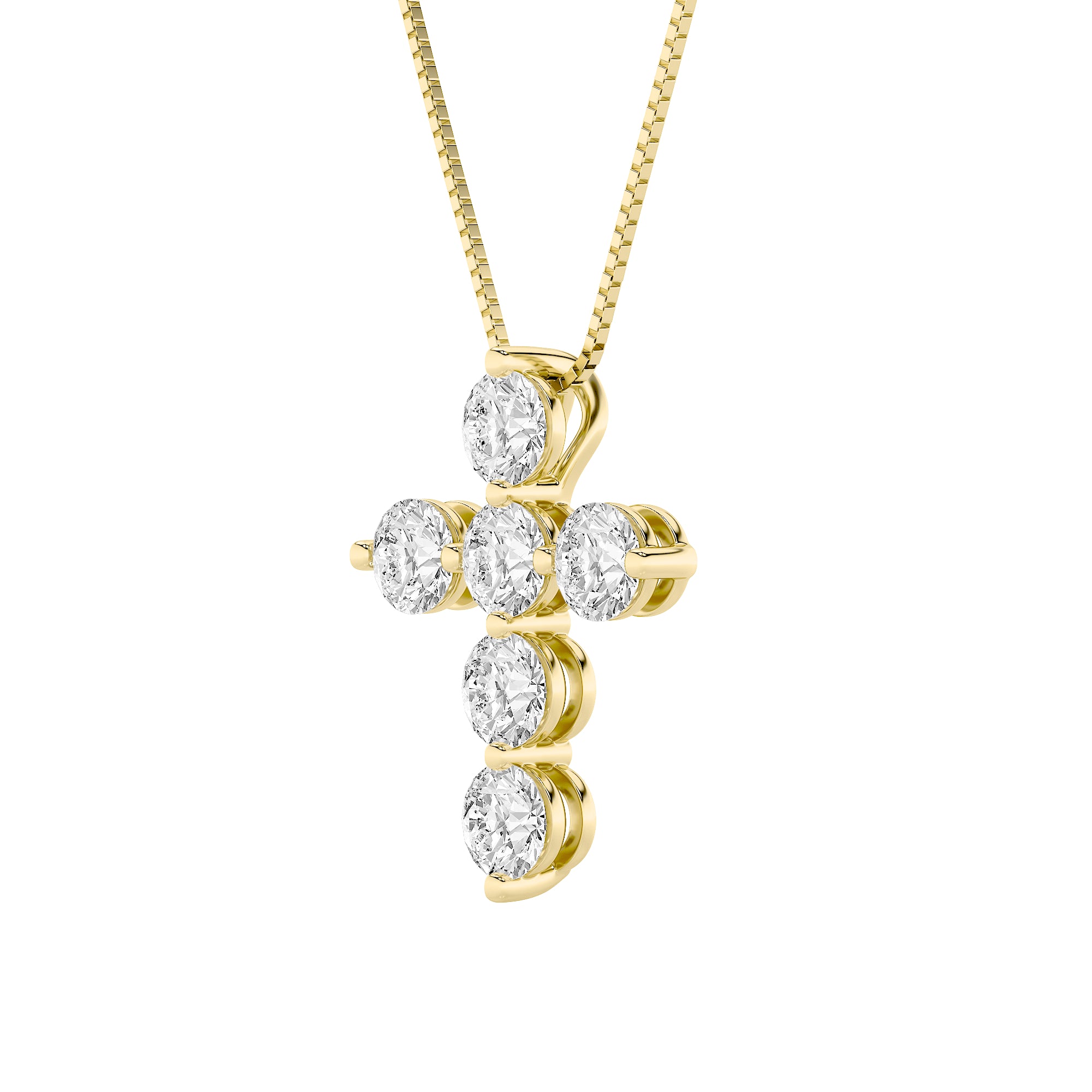 1.5Cttw Round Shaped Lab Grown Diamond (F/VS) Cross Pendant in 14K Gold