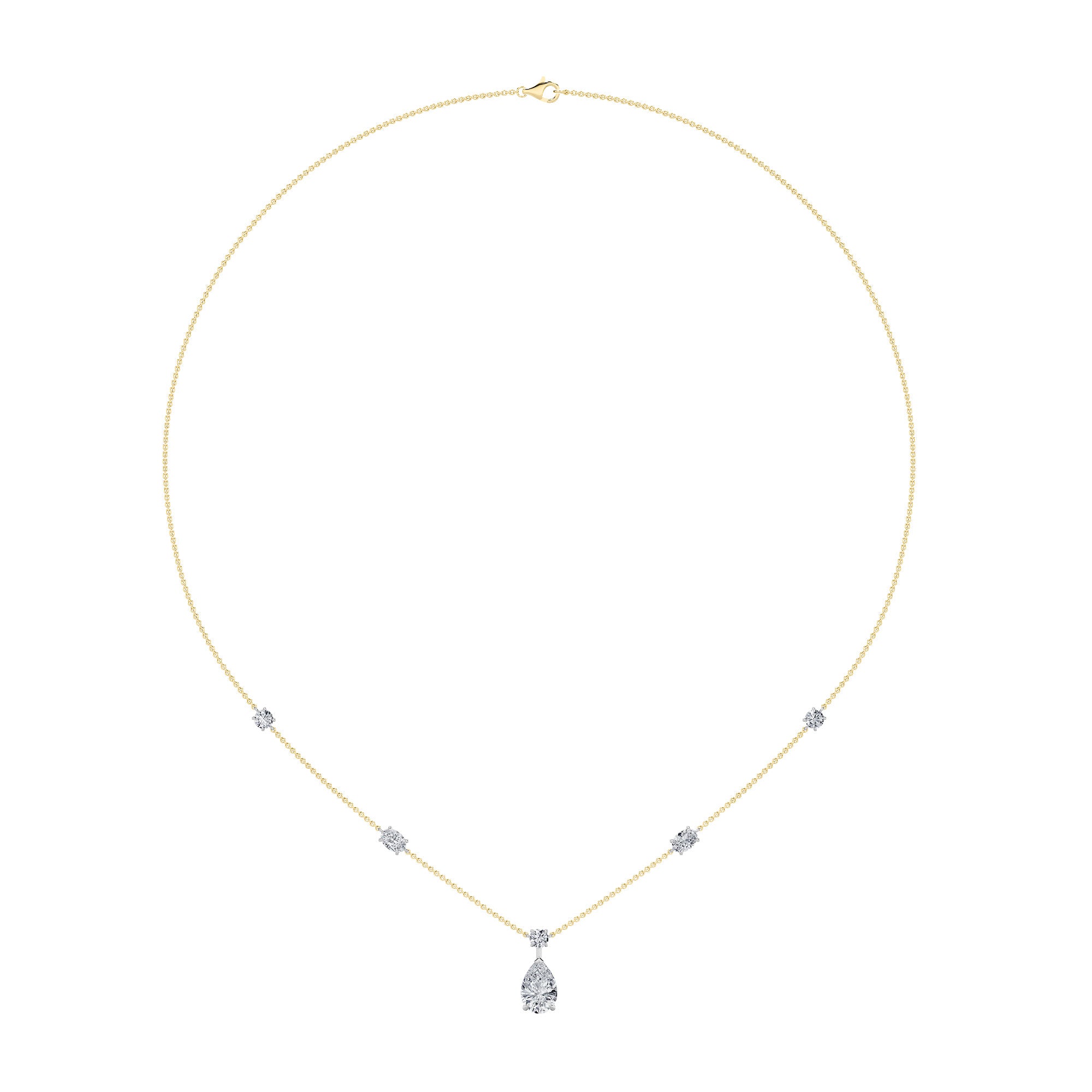 3Cttw Pear Shaped Lab Grown Diamond (F/VS) Strata Chic Collection Necklace in 14K Gold