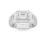 3.5Cttw Emerald Shaped Lab Grown Diamond (F/VS) Mens Ring in 14K Gold