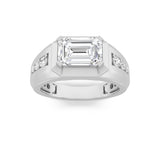 3.5Cttw Emerald Shaped Lab Grown Diamond (F/VS) Mens Ring in 14K Gold