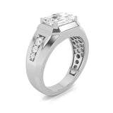 3.5Cttw Emerald Shaped Lab Grown Diamond (F/VS) Mens Ring in 14K Gold