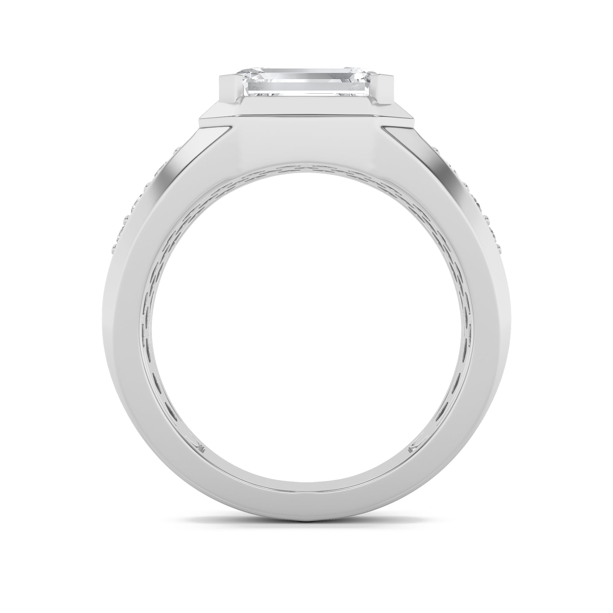 3.5Cttw Emerald Shaped Lab Grown Diamond (F/VS) Mens Ring in 14K Gold