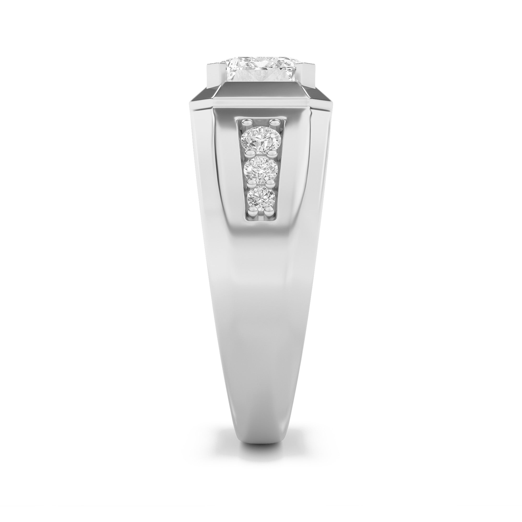 3.5Cttw Emerald Shaped Lab Grown Diamond (F/VS) Mens Ring in 14K Gold