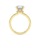 1.5Cttw Round Shaped Lab Grown Diamond (F/VS) Hidden Halo Plain Shank Engagement Ring in 14K Gold