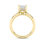 2Cttw Emerald Shaped Lab Grown Diamond (F/VS) Hidden Halo Cathedral Shank Engagement Ring in 14K Gold