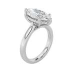 1Cttw Marquise Shaped Lab Grown Diamond (F/VS) Hidden Halo Cathedral Shank Engagement Ring in 14K Gold
