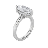1Cttw Marquise Shaped Lab Grown Diamond (F/VS) Hidden Halo Cathedral Shank Engagement Ring in 14K Gold