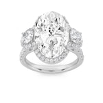 7.5Cttw Oval Shaped Lab Grown Diamond (F/VS) Bold Statement Accented  Ring in 14K Gold