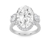7.5Cttw Oval Shaped Lab Grown Diamond (F/VS) Bold Statement Accented  Ring in 14K Gold