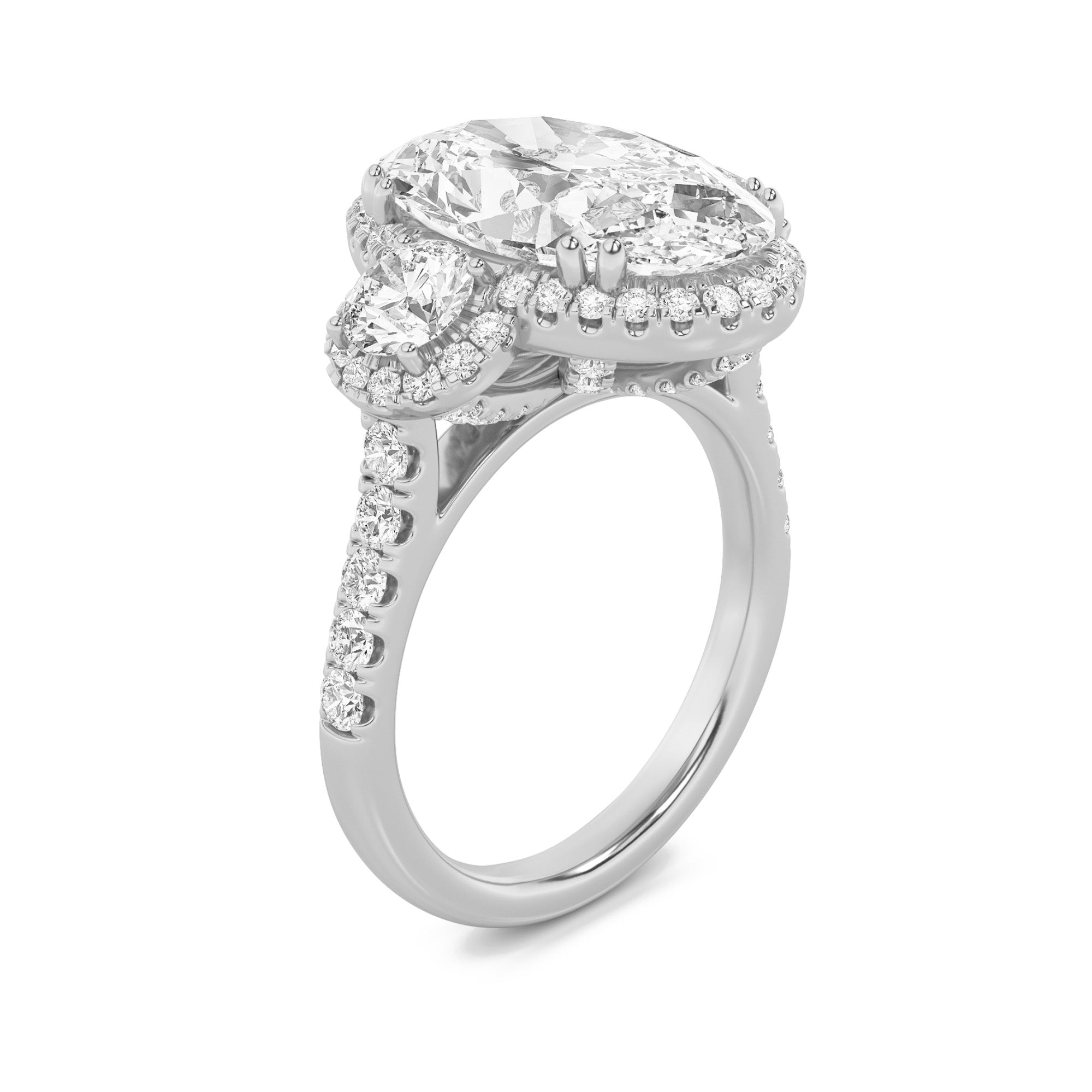 7.5Cttw Oval Shaped Lab Grown Diamond (F/VS) Bold Statement Accented  Ring in 14K Gold