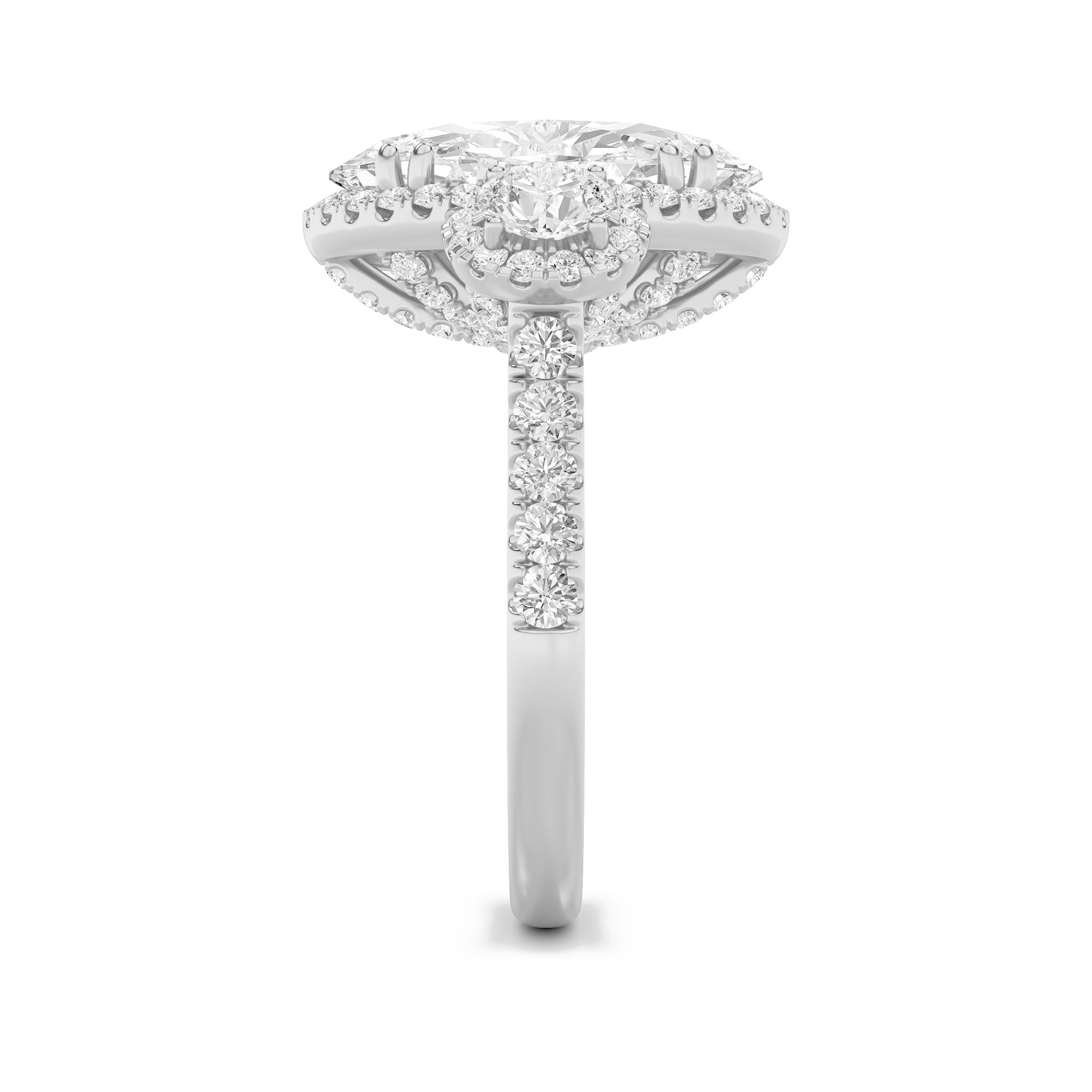 7.5Cttw Oval Shaped Lab Grown Diamond (F/VS) Bold Statement Accented  Ring in 14K Gold