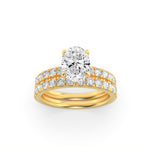 2Cttw Oval Shaped Lab Grown Diamond (F/VS) Classic Accented  Set With Band and Engagement Ring in 14K Gold
