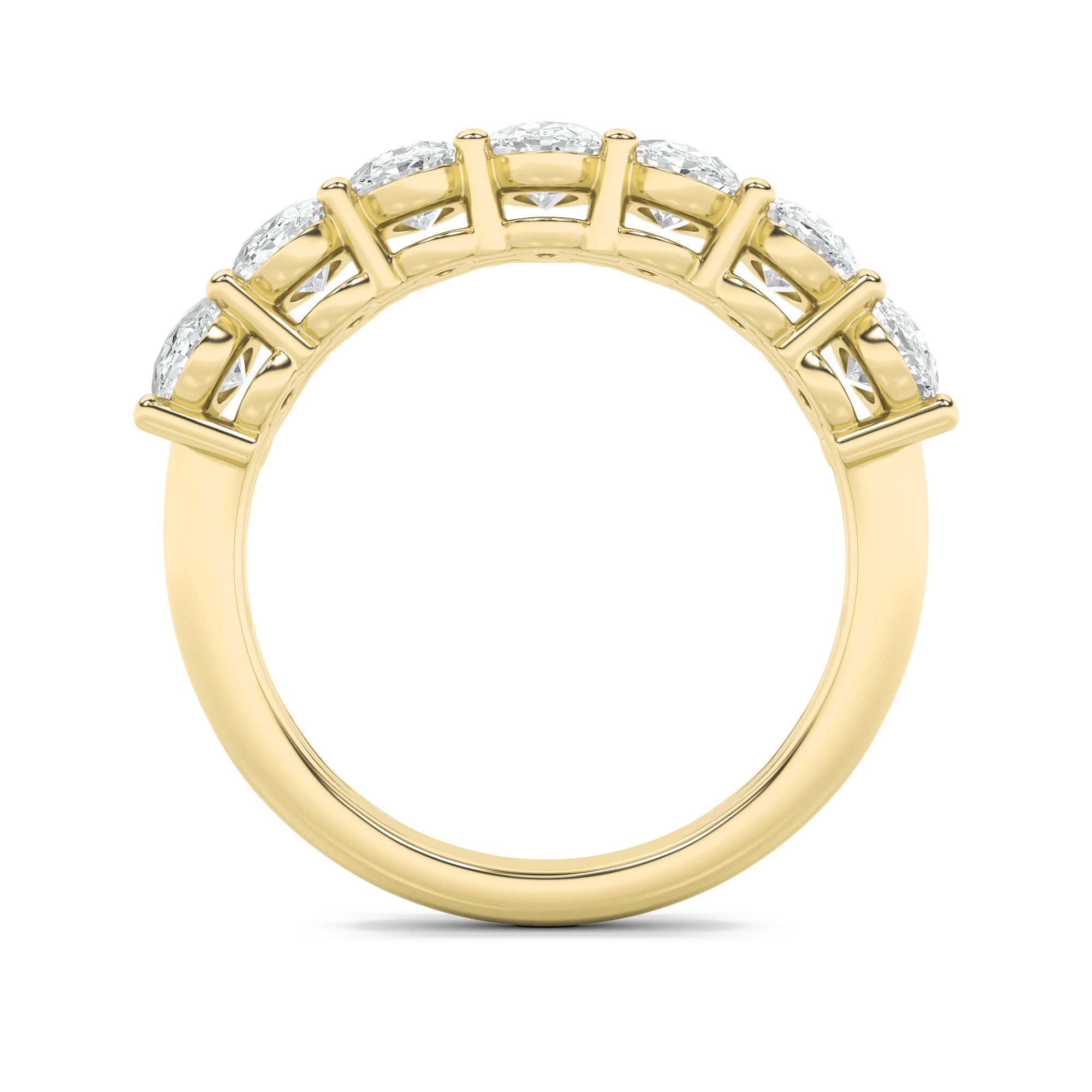 3Cttw Oval Shaped Lab Grown Diamond (F/VS) Seven Stone Band Ring in 14K Gold