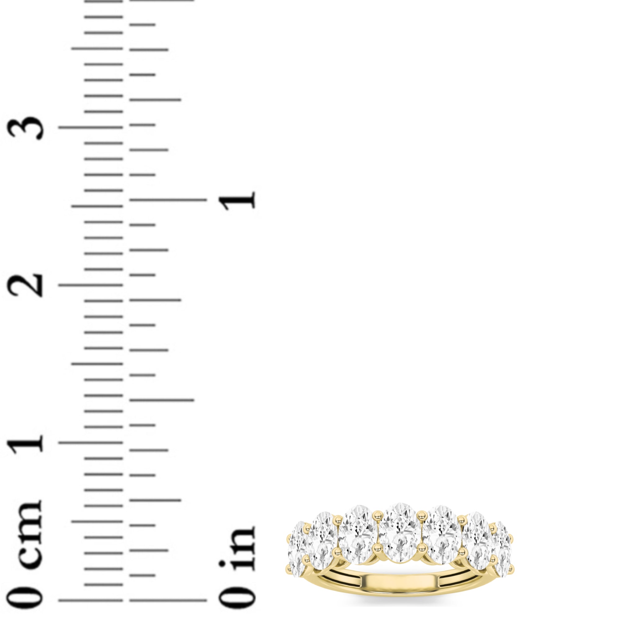 3Cttw Oval Shaped Lab Grown Diamond (F/VS) Seven Stone Band Ring in 14K Gold
