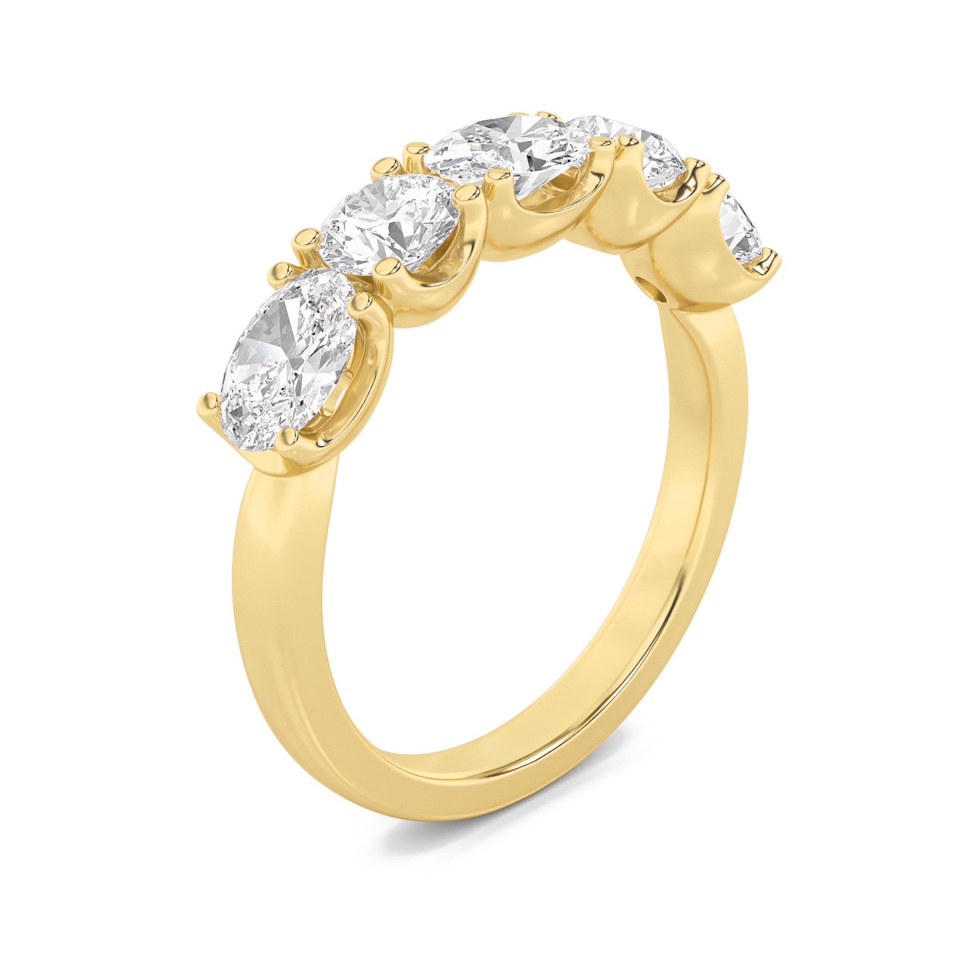 2Cttw Oval Shaped Lab Grown Diamond (F/VS) Five Stone Band Ring in 14K Gold