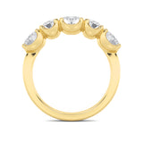 2Cttw Oval Shaped Lab Grown Diamond (F/VS) Five Stone Band Ring in 14K Gold