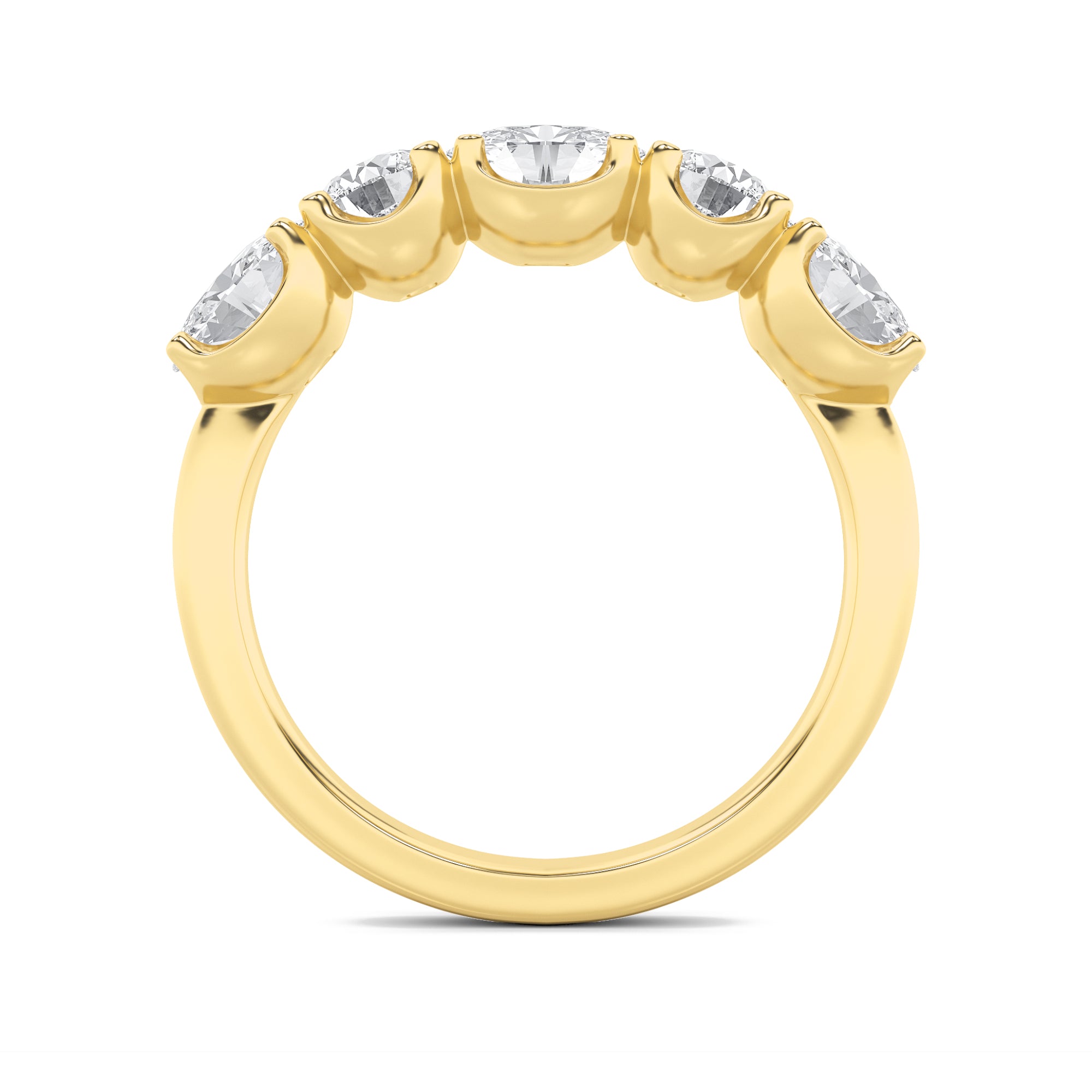 2Cttw Oval Shaped Lab Grown Diamond (F/VS) Five Stone Band Ring in 14K Gold
